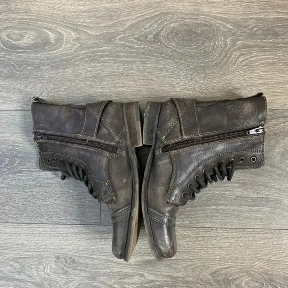 Aldo Women's Combat Moto Biker Boots Army Utility Brown Buckles Zipper Size 5 - Picture 9 of 14